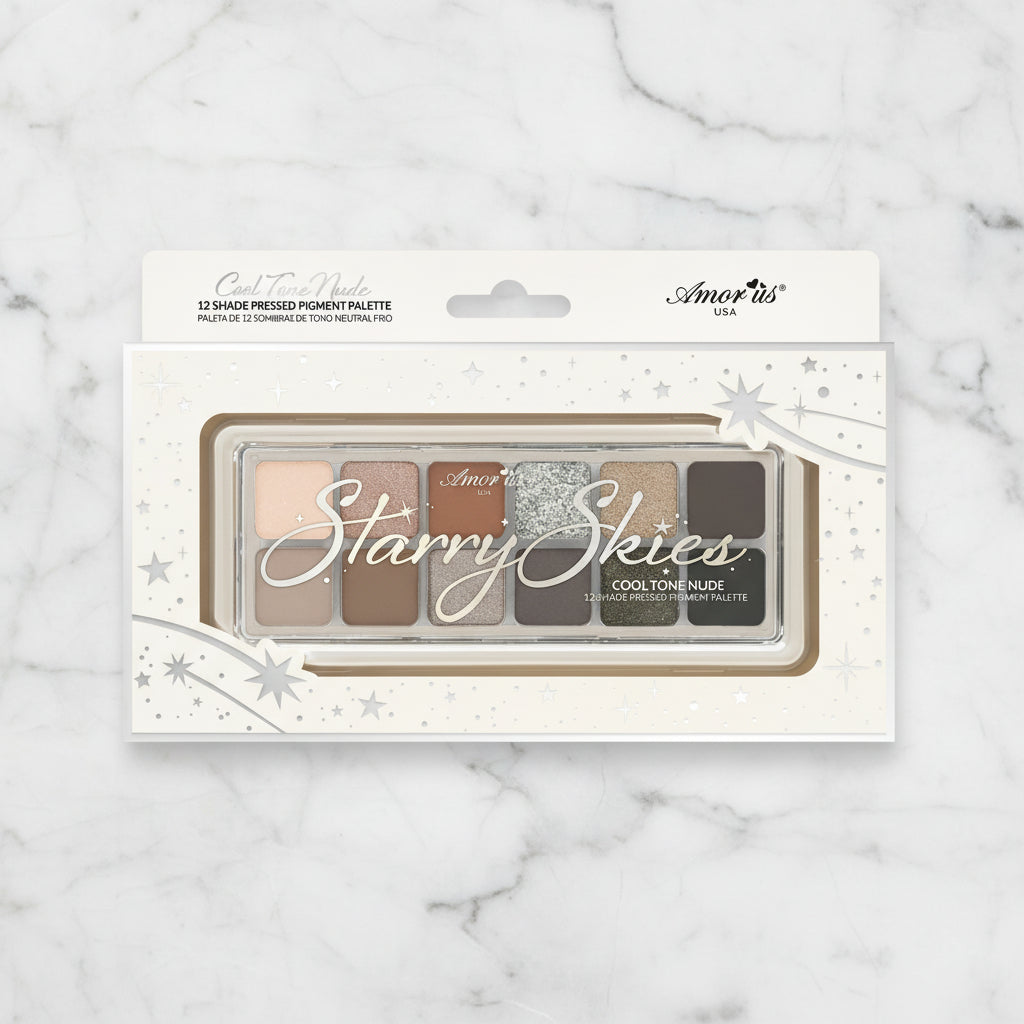 Amorus Starry Skies Cool Tone Nude Palette – 12-Shade Pressed Pigment Eyeshadow