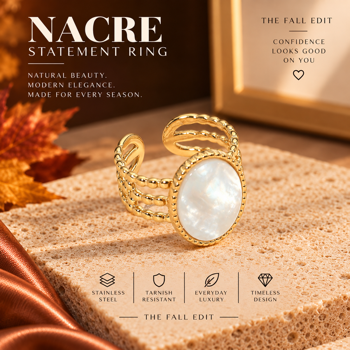 Nacré Mother-of-Pearl Adjustable Statement Ring