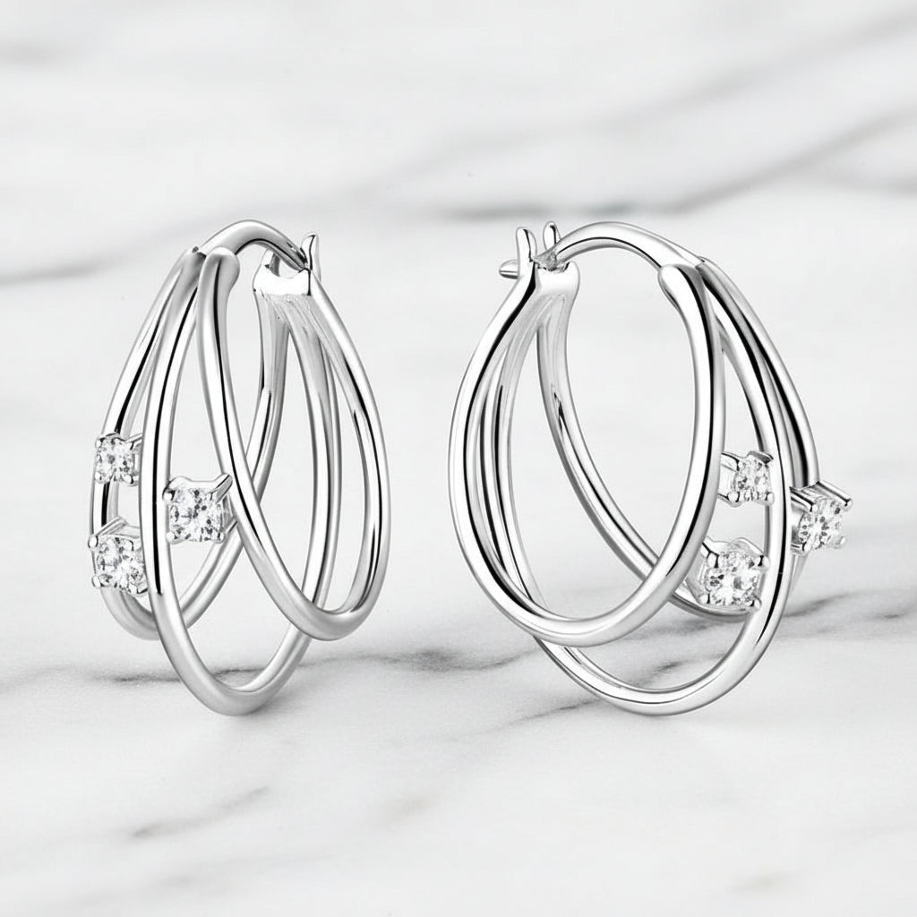 Classic Moissanite Hoop Earrings S925