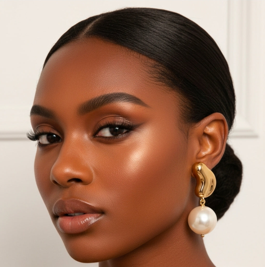 Elara 18K Gold Dipped Sculptural Pearl Earrings