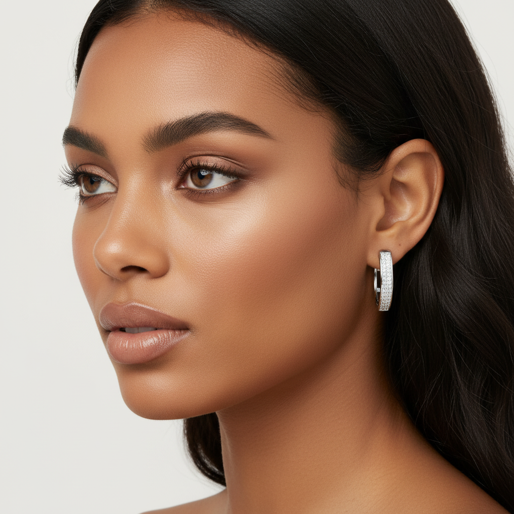 Moissanite Classic Hoop Earrings S925