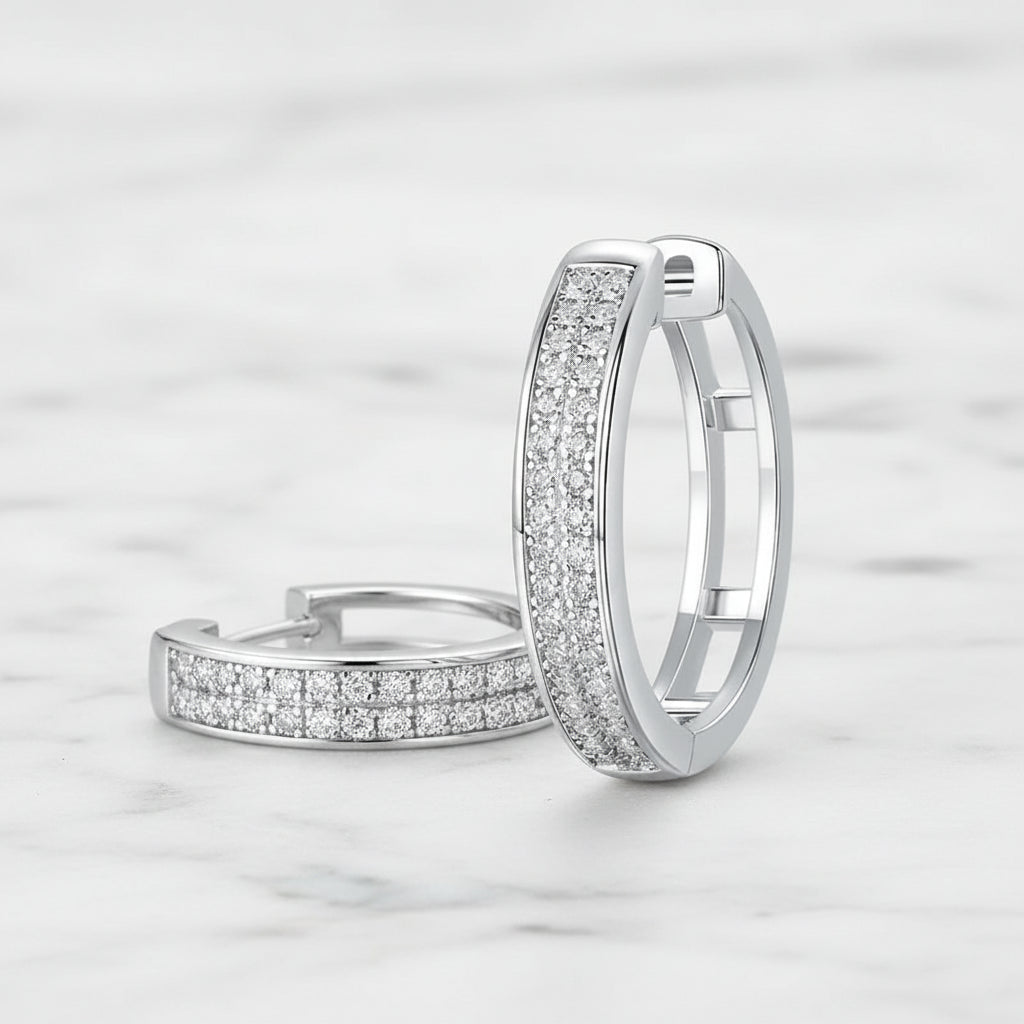 Moissanite Classic Hoop Earrings S925
