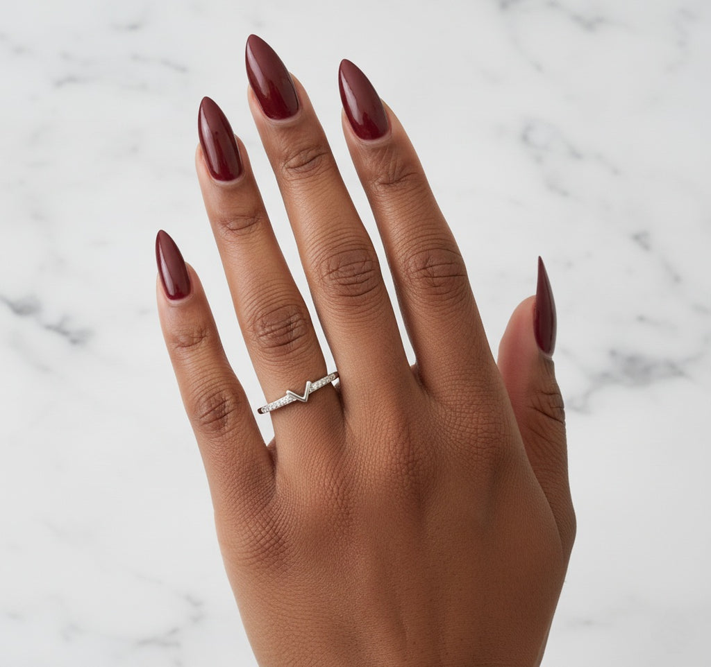 Pavé V-Ring Adjustable Chevron Band | Designer-Inspired Stacking Ring