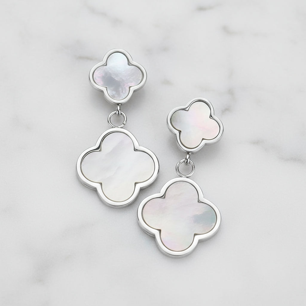Lustrous Quatrefoil Dangle Earrings