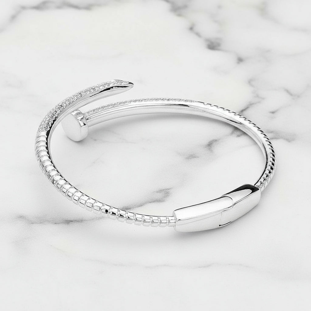 Luxe Pavé Hinged Nail Bangle Bracelet