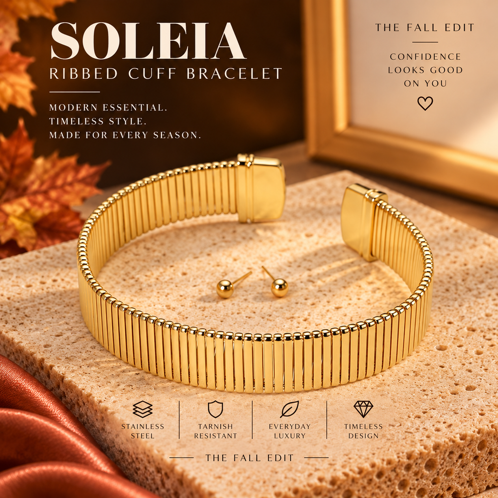 Soleia Ribbed Collar Necklace & Stud Earring Set