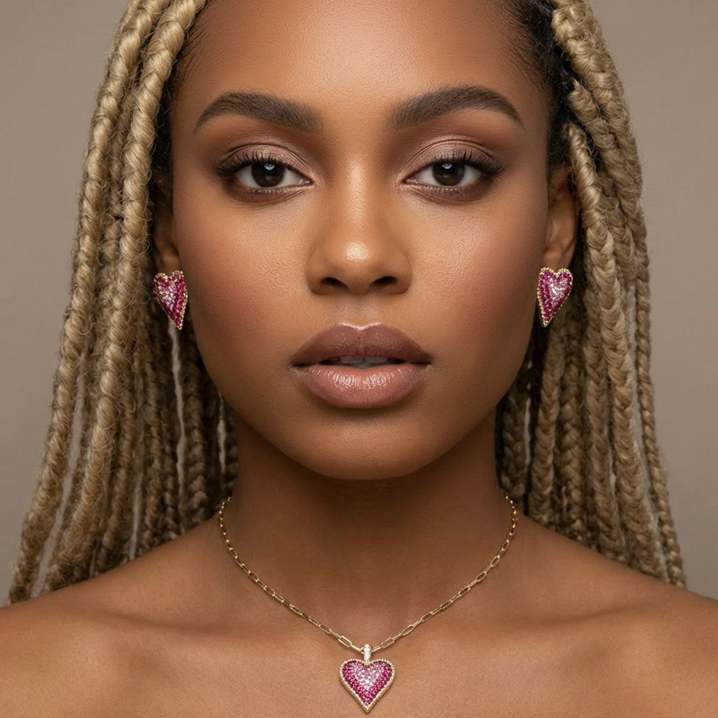 Blush Radiance Heart Jewelry Set | Pink CZ Necklace & Studs