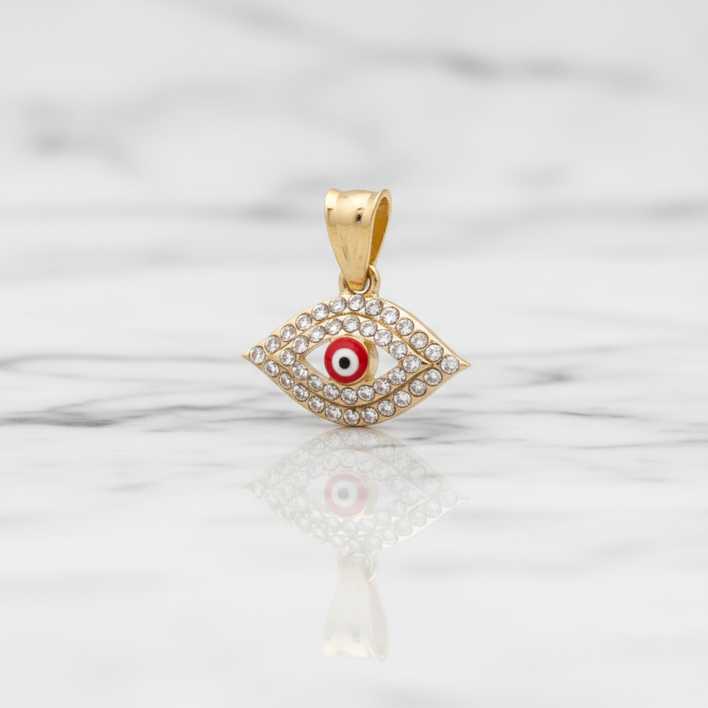 18K Gold-Filled Evil Eye CZ Charm Pendant | Water Resistant