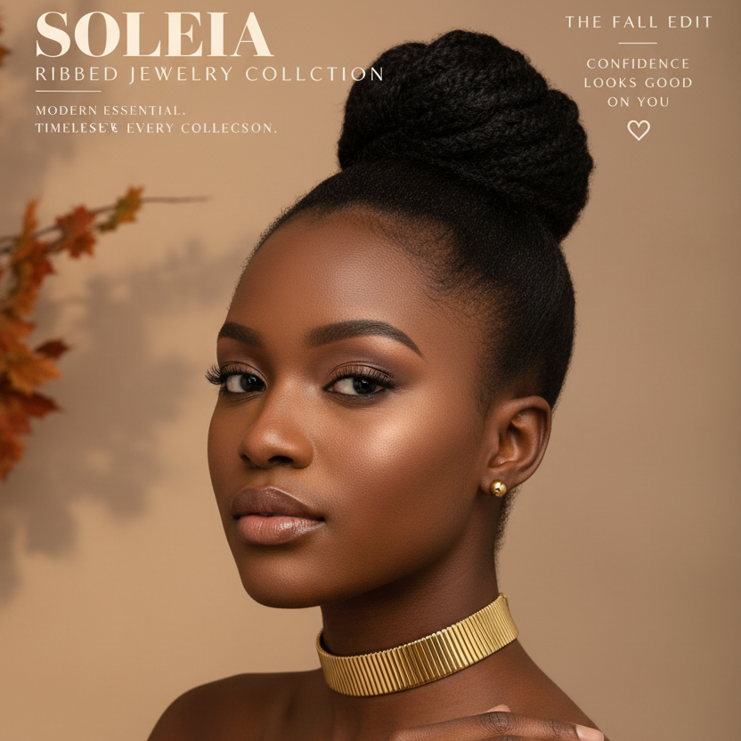 Soleia Ribbed Collar Necklace & Stud Earring Set