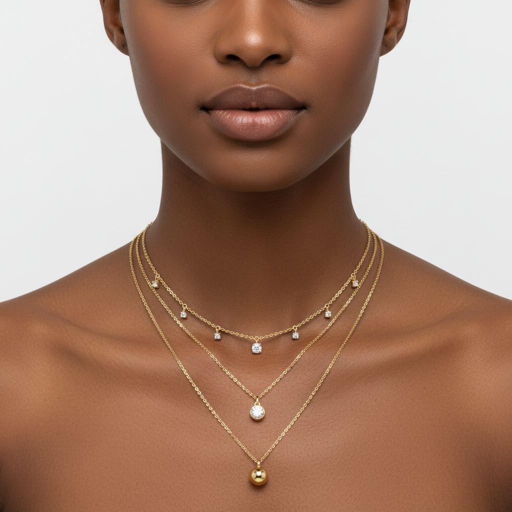 Layered Moissanite Pendant Necklace S925