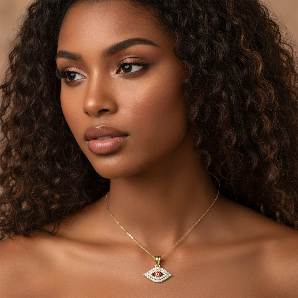 18K Gold-Filled Evil Eye CZ Charm Pendant | Water Resistant