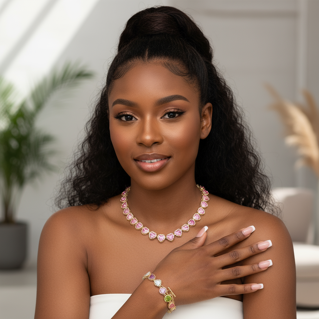 Pavé Heart Tennis Love Set: Heart Tennis Choker & Bracelet