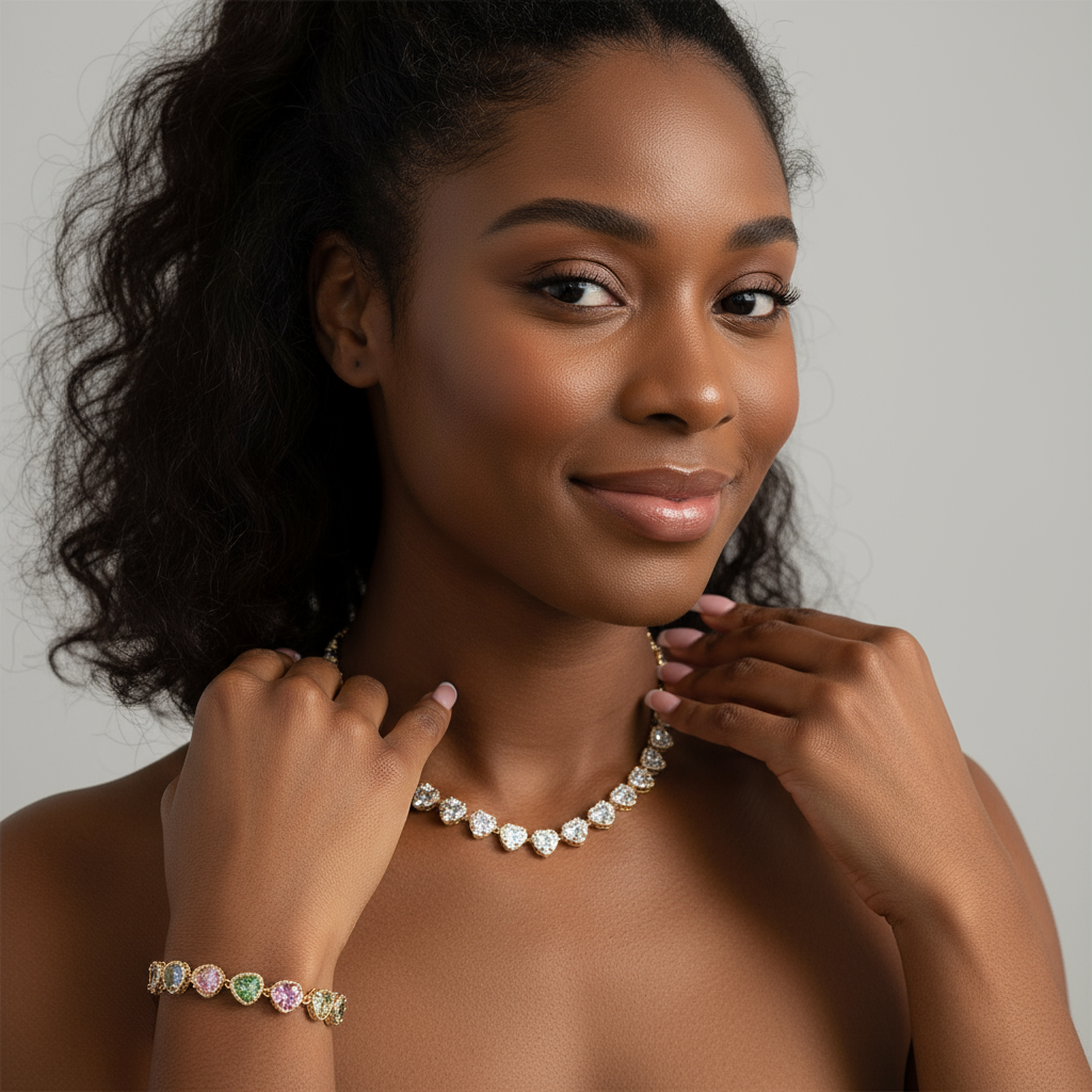 Pavé Heart Tennis Love Set: Heart Tennis Choker & Bracelet